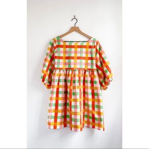 Plaid mini smock dress